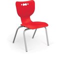 Mooreco Hierarchy School Chair, 4 Leg, 16" Chrome Frame, Red Armless Shell, PK5 53316-5-RED-NA-CH